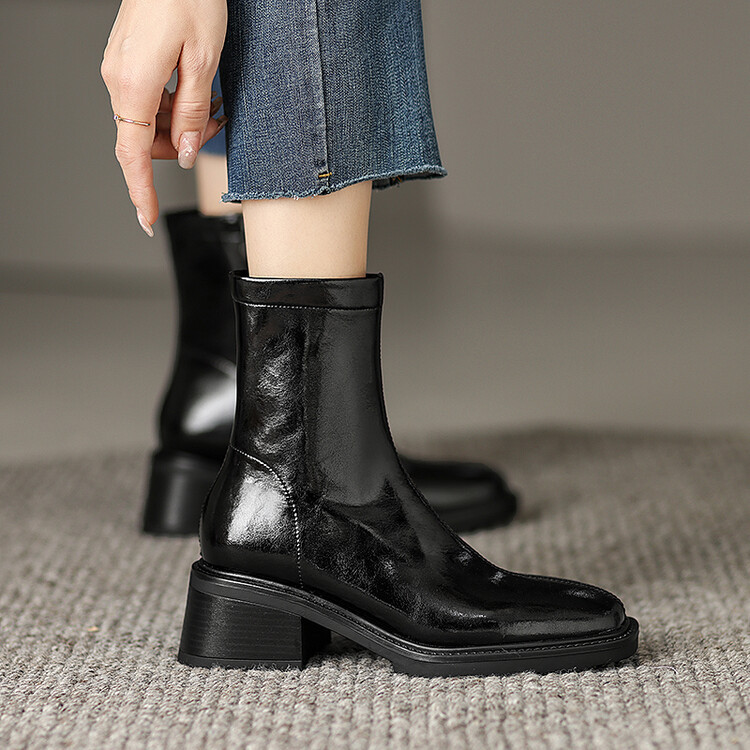 Women's Brown Vintage Distressed Leather Boots foto 3