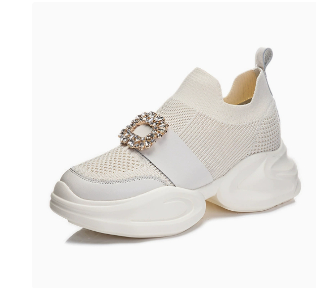 Rhinestone Square Buckle Breathable Mesh Casual Baotou Half Slippers foto 5