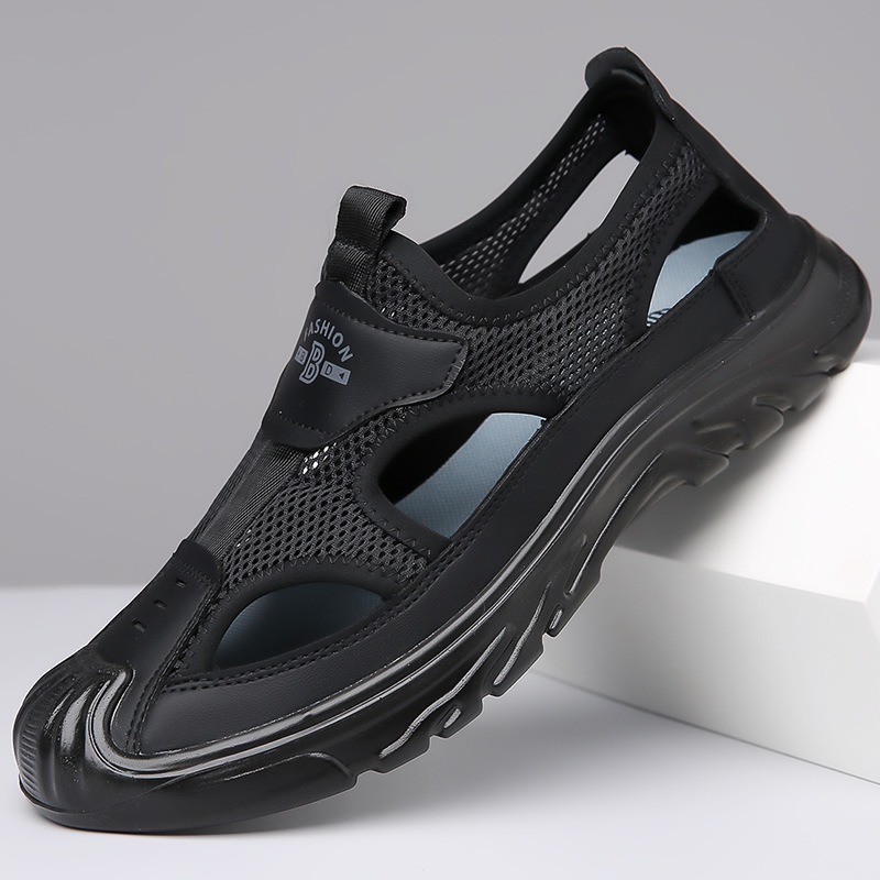 Summer Breathable Men's Sandals Hollow Mesh Surface Casual All-match Hole Outdoor Travel Soft Bottom Slip On Beach Shoes foto 4