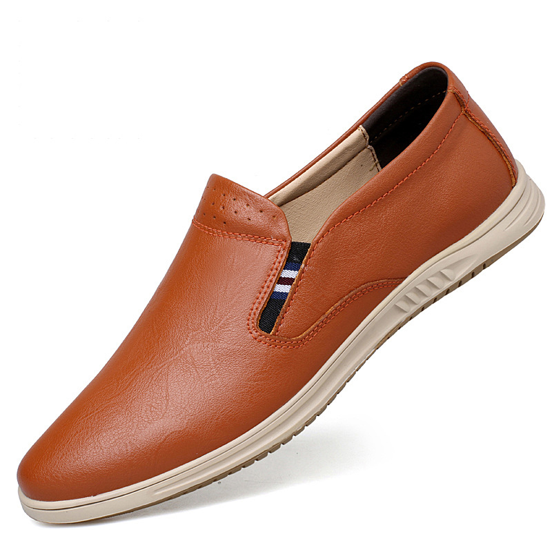 Casual Low-top Slip-on Two-layer Cowhide Flat Men's Shoes foto 3