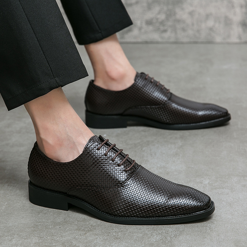 Men's Business Leather Shoes Retro Pointed Summer Lace-up foto 4