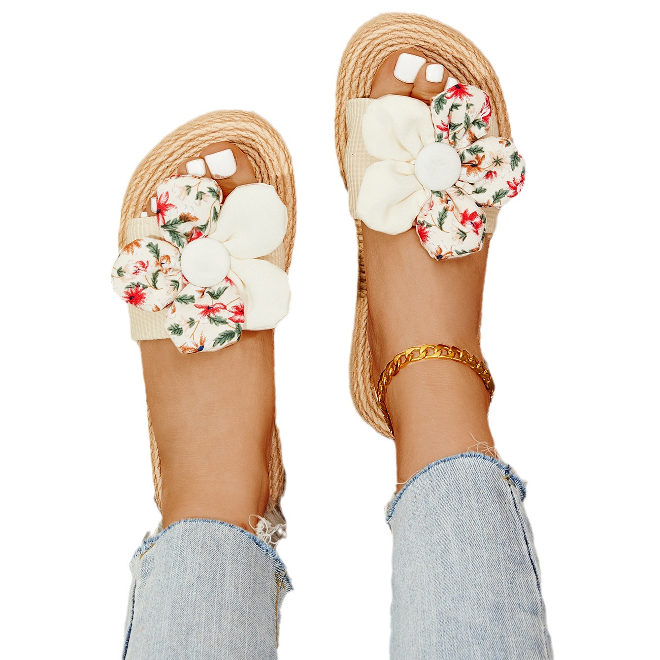 Women's Rope Bottom Stitching Floral Fashion Casual Slippers foto 5