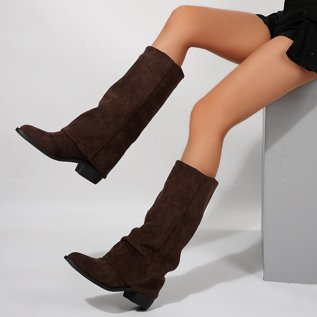 Autumn And Winter New Large Size Thick Heel Non-slip Skinny Boots Women foto 5