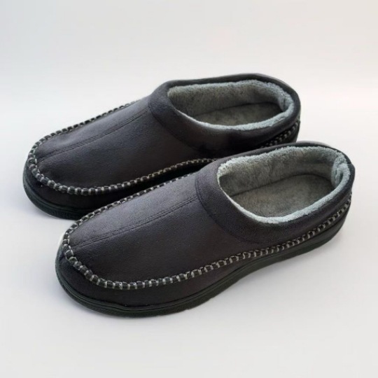 Mens Home Slippers With Non-Slip Warm Fleece-Lined Suede Upper foto 3