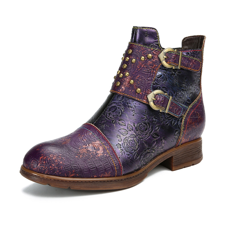 Retro Womens Rivet Belt Buckle Fashion Boots foto 2