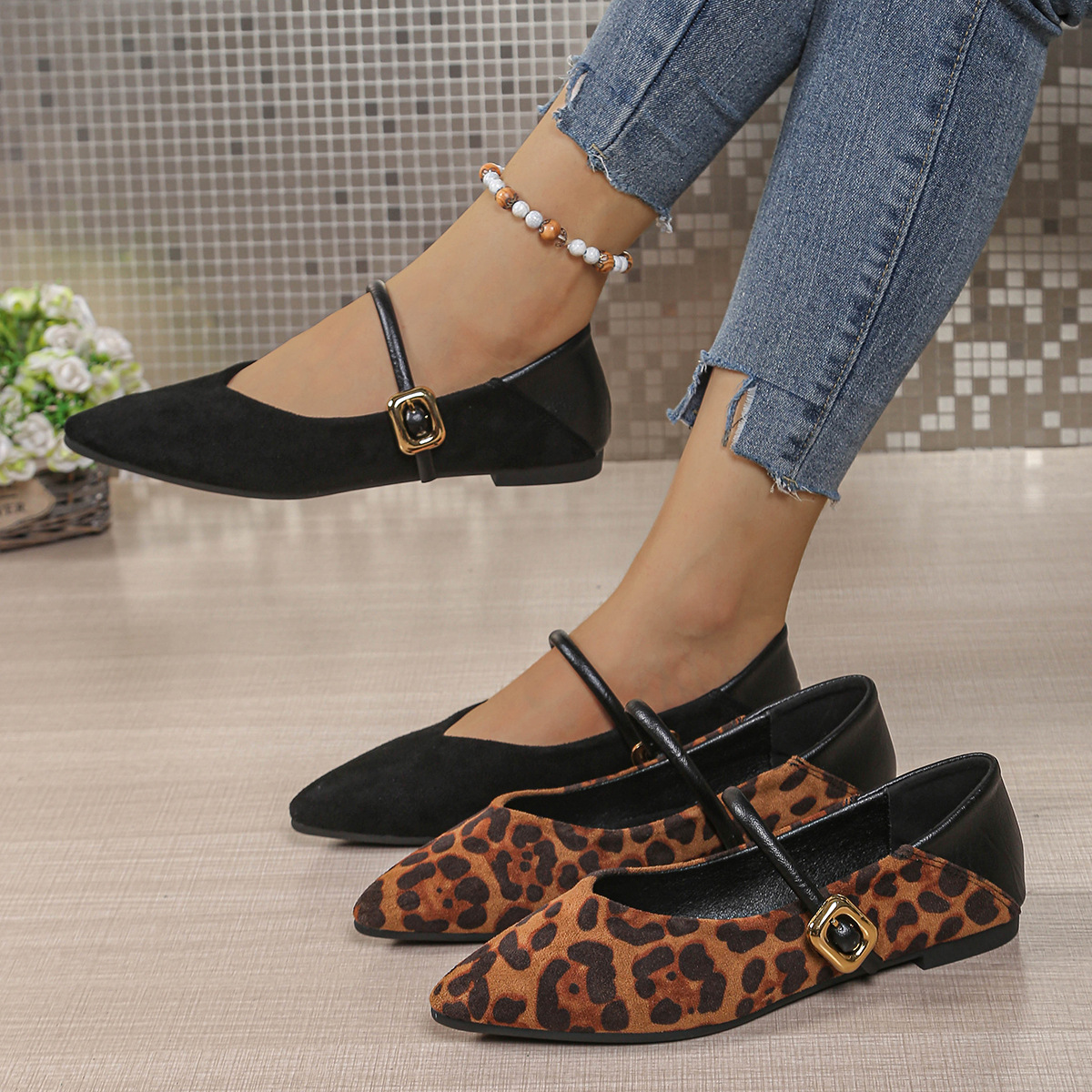 Large Size Flat Bottom Casual Suede Work Shoes Women foto 4