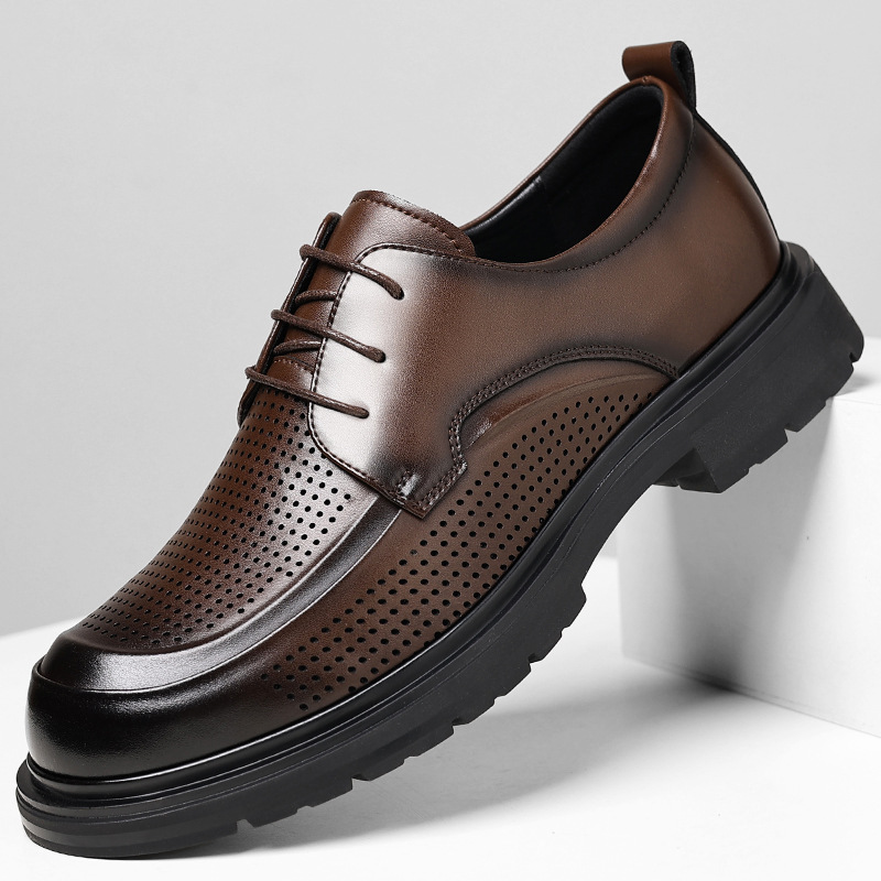 Hollow Leather Shoes Men's Plus Size Low-top Business foto 5