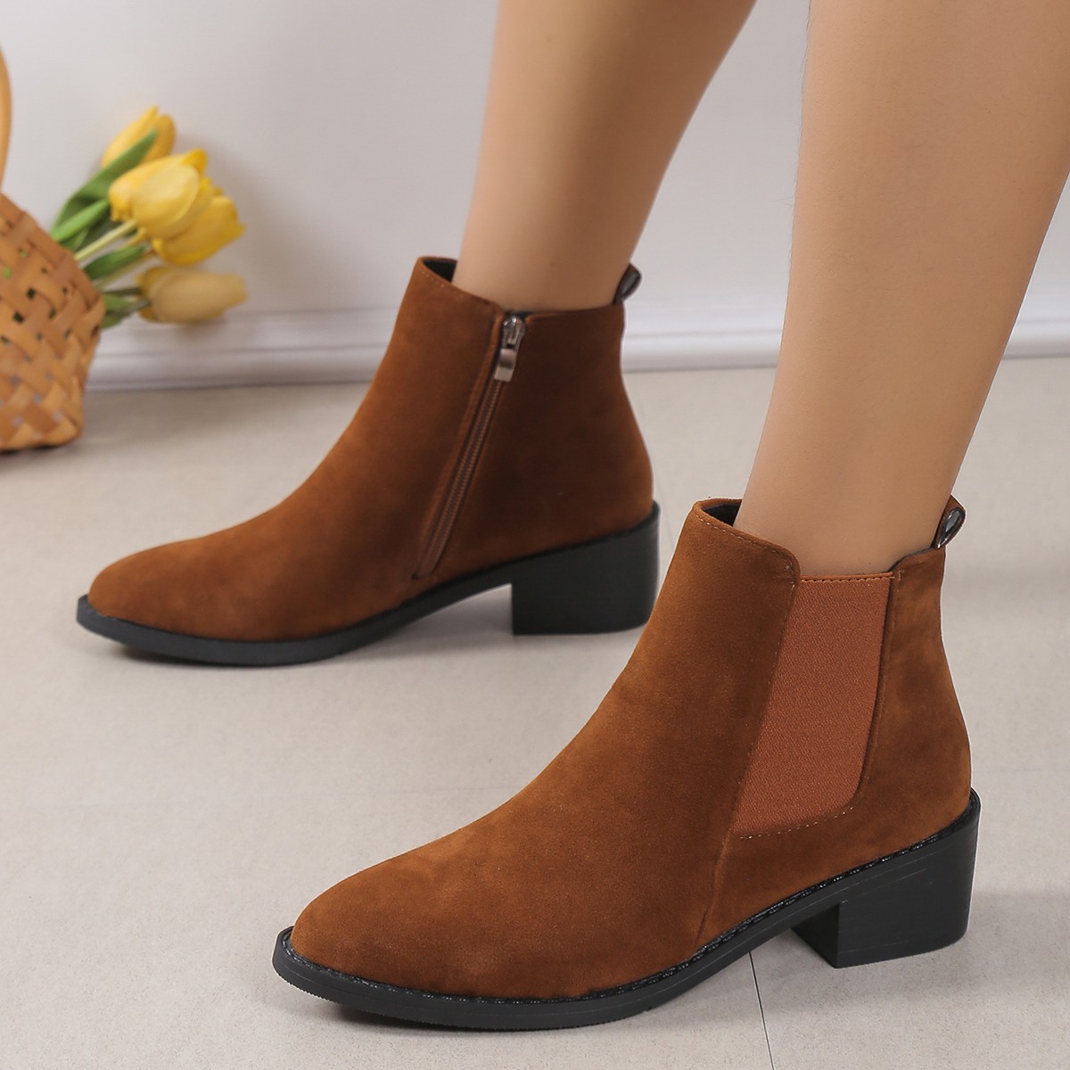 Plus Size Women's Women's Casual Boots Solid Color Wedge Snow Boots foto 3