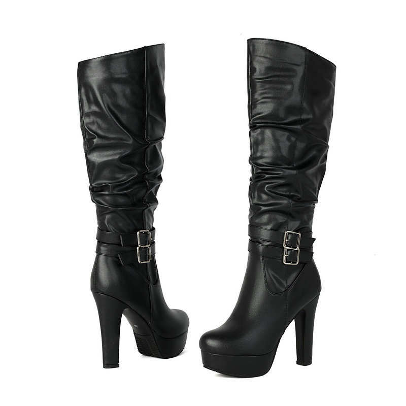 Chunky-heeled Over-the-knee Plus-size Boots For Women foto 4