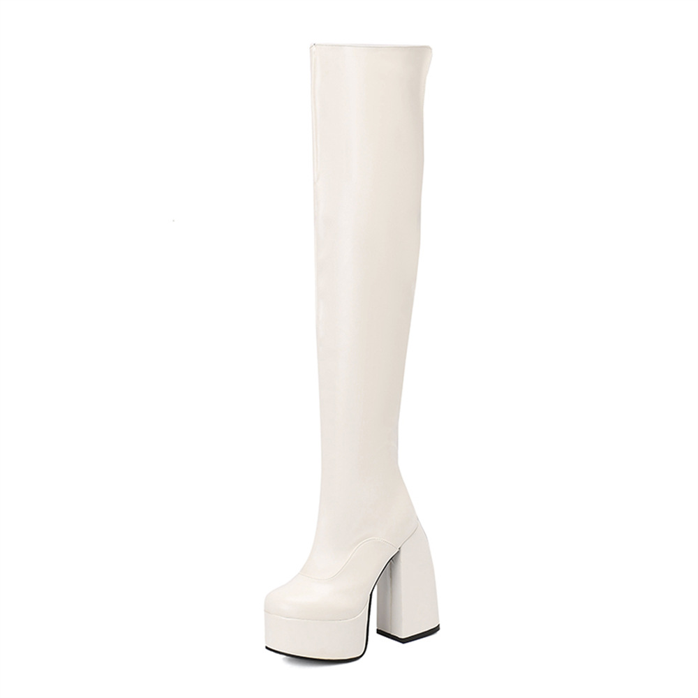 Stylish Casual Plus-size Over-the-knee Boots With A Round Toe And High Heel foto 2