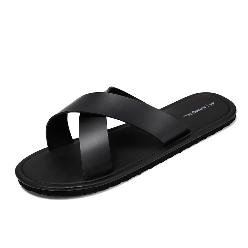 Lightweight Soft Sole Comfortable Black Fashion Casual Simple Men's Slippers foto 5