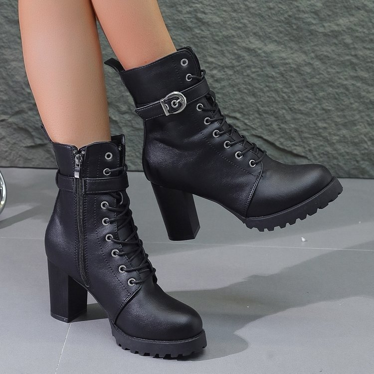 Autumn And Winter New Women's Plus Size Martin Boots Ankle Boots Belt Buckle foto 3