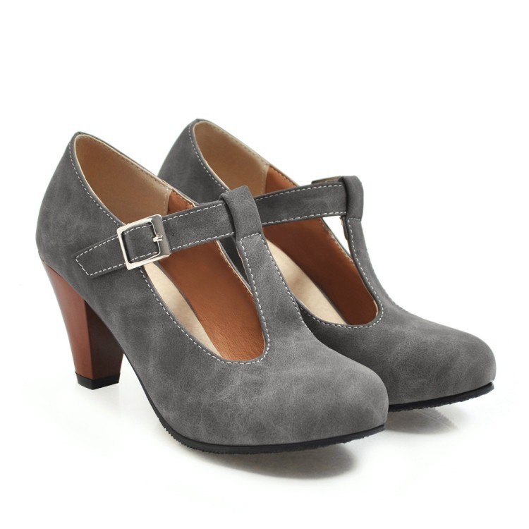 Women's Shoes Spring And Autumn Buckle T-strap foto 4