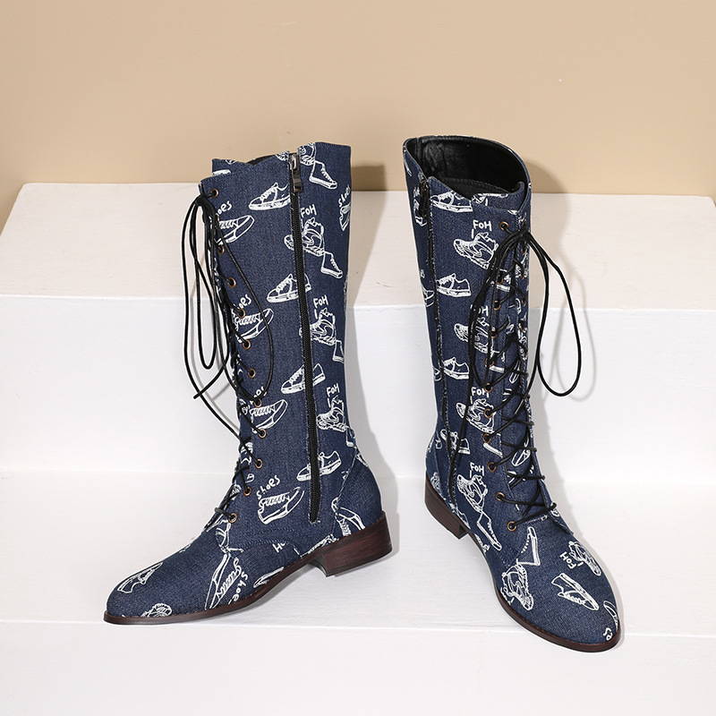 Denim Mid-calf Rider Boots For Women foto 3