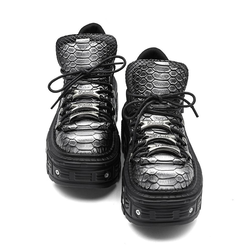 Chunky-sole Punk-style Platform Tank Boots For Women foto 2
