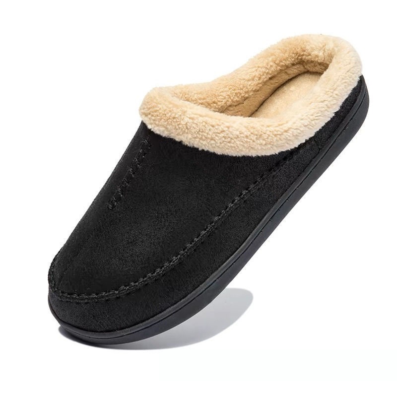 Mens Fur-lined Slippers From Europe And The US Non-slip Bean-shaped Cotton Shoes foto 3