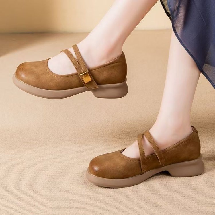 Spring Breathable All-Match Retro Low-Heel Shallow-Toe Pumps foto 4
