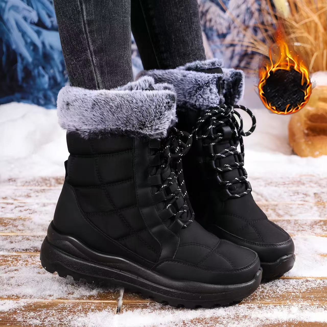 Women's High-top Snow Boots Fleece-lined Non-slip Waterproof Boots foto 4