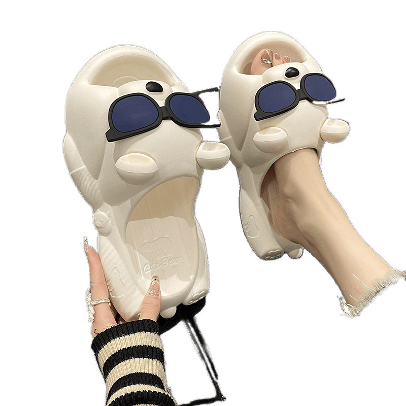 Cute Sunglasses Bear Slippers For Women, Summer Style foto 3