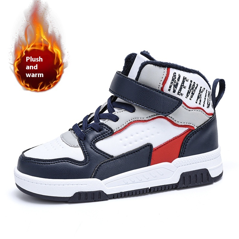 Casual Leather Sports Board Shoes High-top Velvet Thermal foto 3