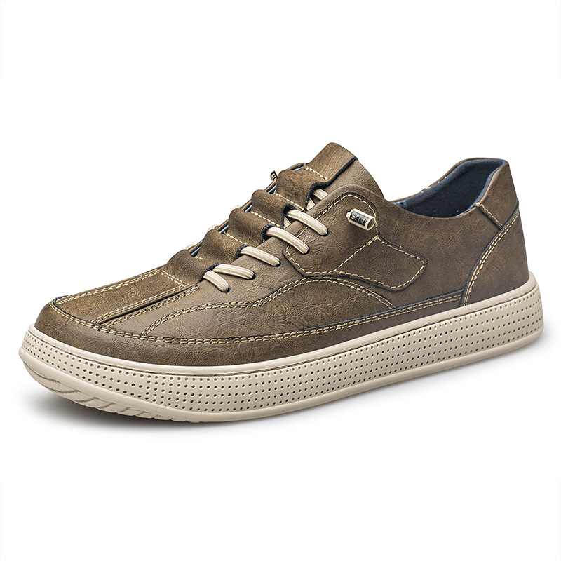 Men's Round Head Cowhide Surface Breathable Casual Skateboard Shoes foto 2