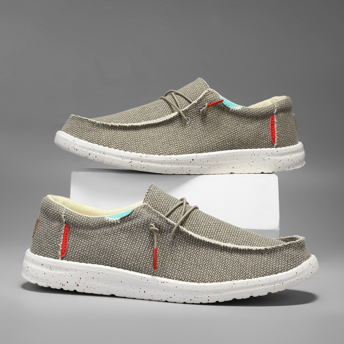 Autumn Men's Laceless Canvas Shoes Plus Size Breathable