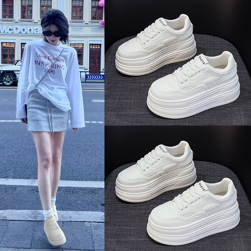 Leather Fashionable Platform Lace-up Casual Shoes foto 4