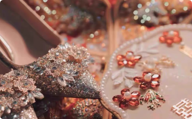 Xiuhe Wedding Dress, Two Wearing Crystal Shoes, Bridal Shoes, Female foto 2