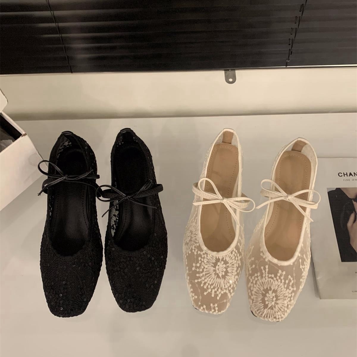 Spring Mesh Breathable Square Toe Mary Jane Pumps foto 3