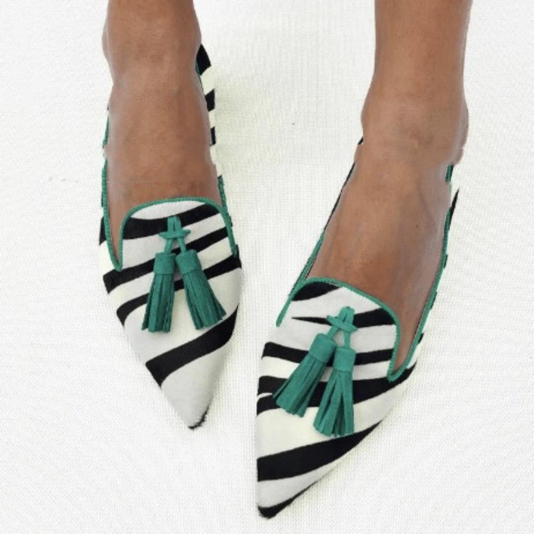 Women's Low-cut Slip-on Casual Pointed Zebra Stripes Pumps foto 2