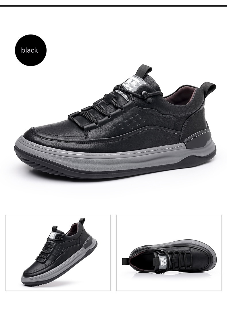 Autumn New Men's Leather Breathable Soft Sole Sneakers foto 2