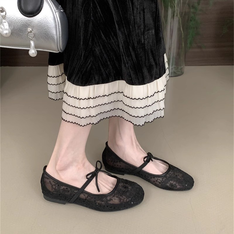 Flat Lace Mesh Breathable Mary Jane Evening Shoes foto 2