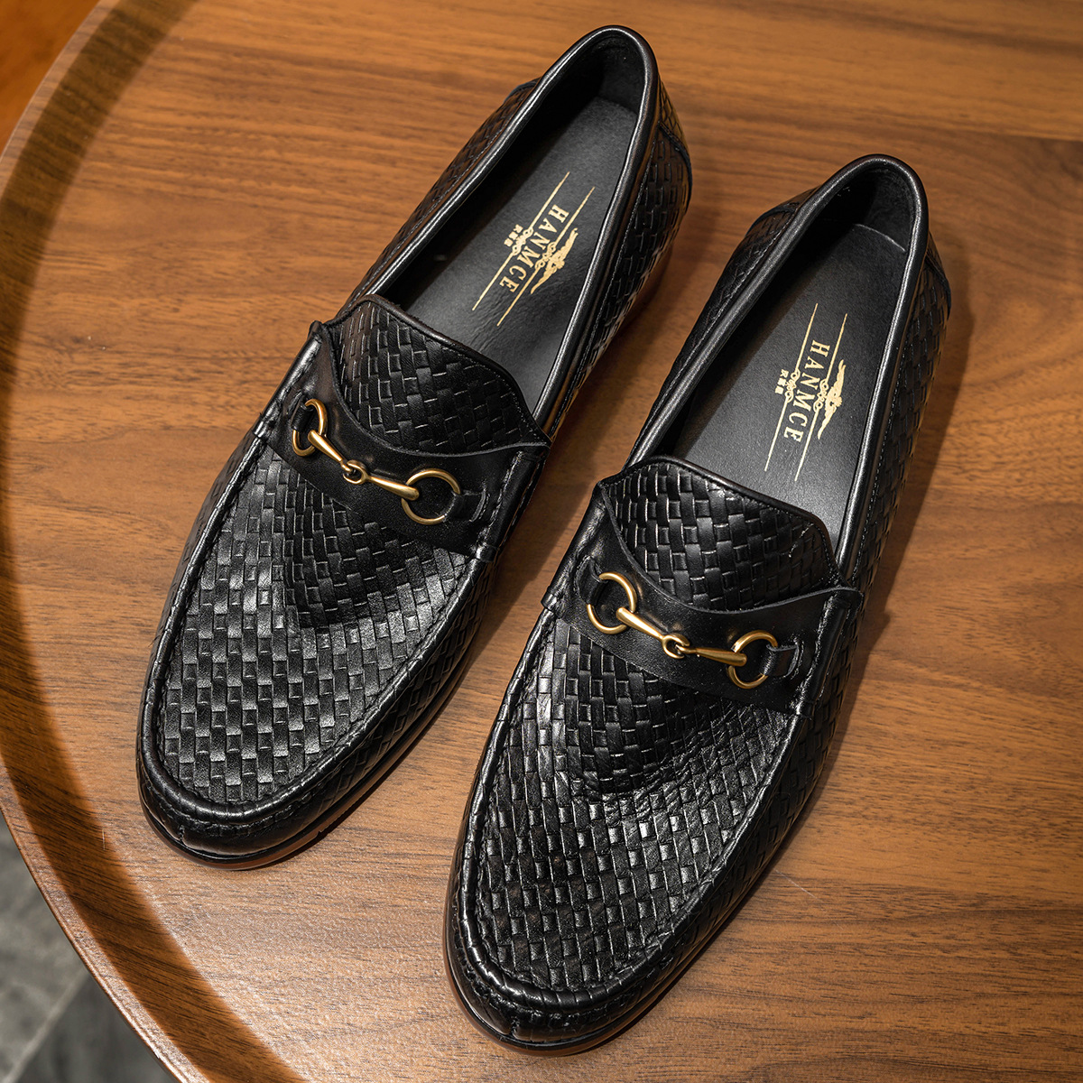 Business Casual Men's Woven Loafers Leather Shoes Men's Shoes foto 5