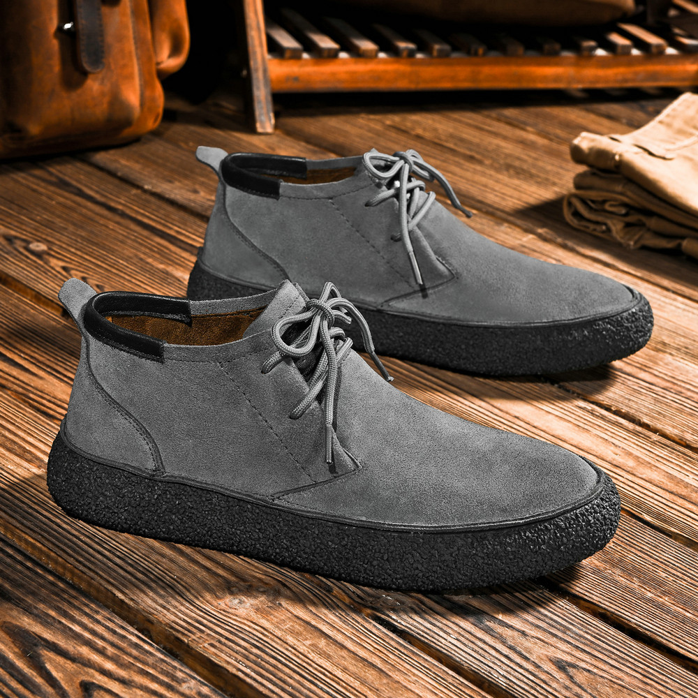 Matte Leather Mercerized Suede Leather Mid-top Board Shoes Men foto 3