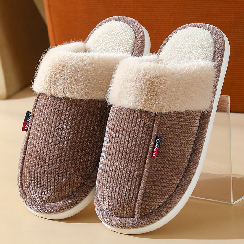 Fur Mouth Home Non-slip Thermal Cotton Slippers foto 4