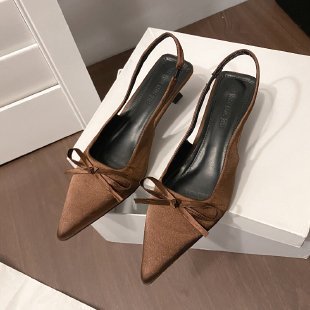 Arrival Fashionable Minimalist Pointed-toe High-heeled Sandals With A Bow On The Toe
