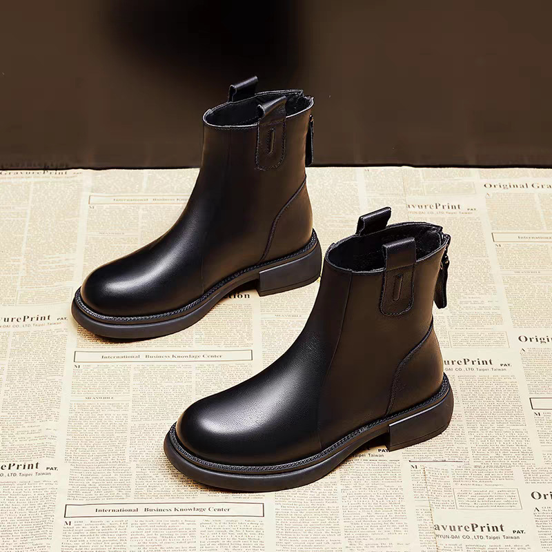 Women's Flat-Heeled Fleece-Lined Ankle Boots With Zippers foto 5