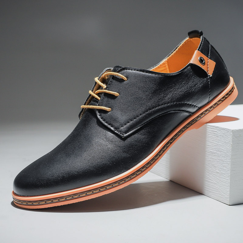 Men's Casual Business Shoes Leather Surface Lace-up Pumps foto 3