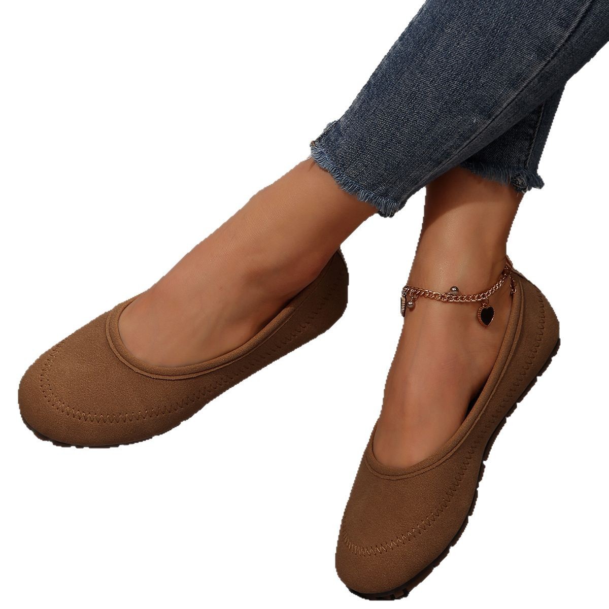 Womens Low-cut Round-toe Slip-on Loafers Womens Flat Shoes foto 2