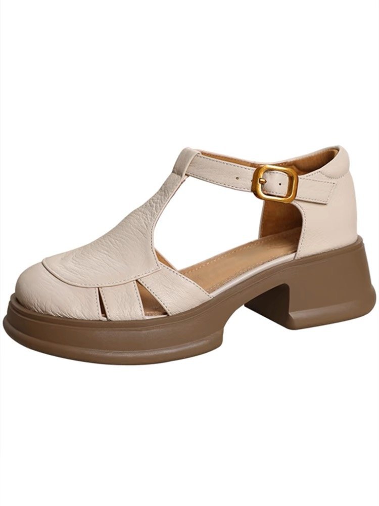 All-match Retro Small Chunky Heel Platform Ankle-strap High Heels foto 4