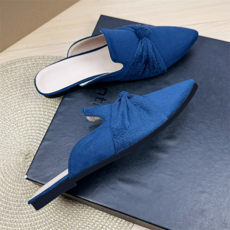 Bow Toe Korean Style Simple Pointed Flat Lazy Half Slippers foto 3