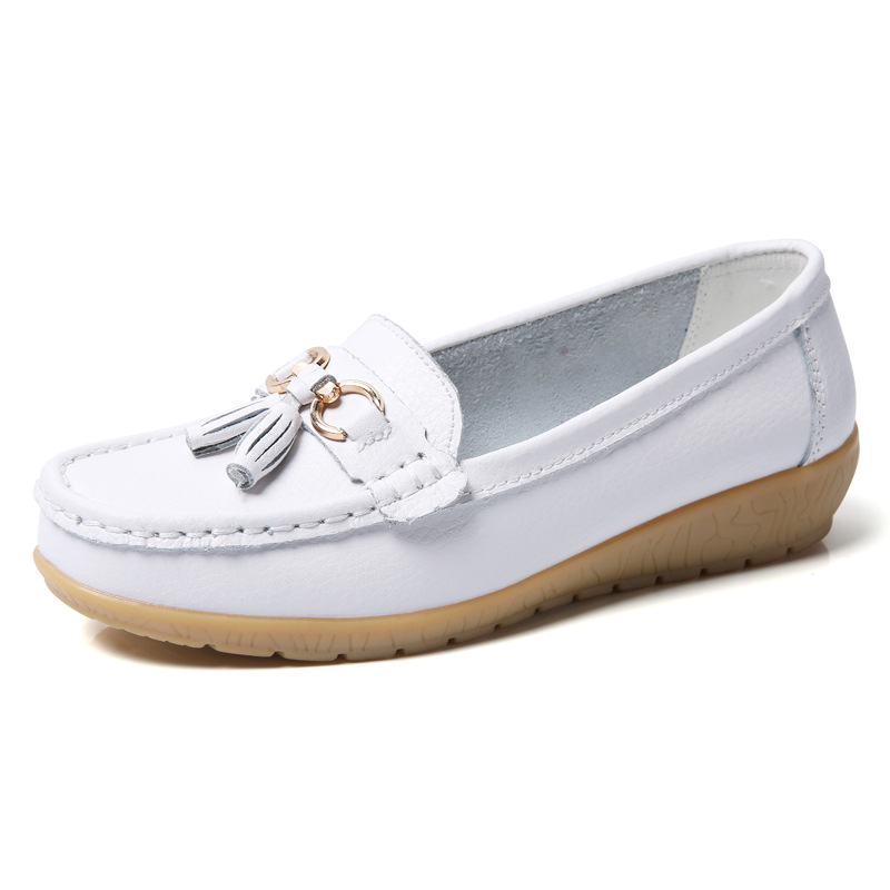 Two-layer Calf Leather Shoes Low-top Slip-on Women's Shoes foto 4
