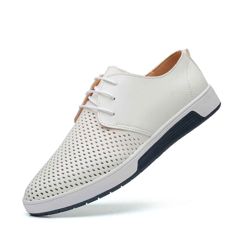Men's Casual Plus Size Fashion Hollowed-out Hole Perforated Leather Shoes foto 3