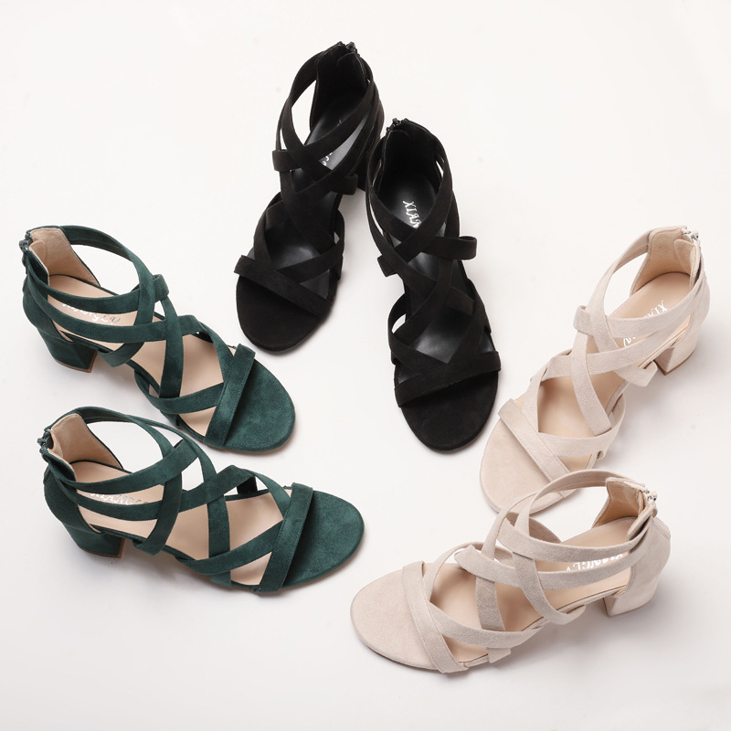 Chunky Heel Rhinestone Rome Classy High Heels foto 2