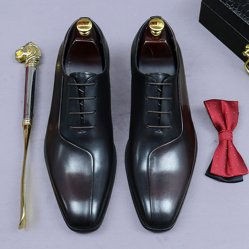 Mens Formal Leather Dress Shoes In British Style With A Color-block Design foto 3