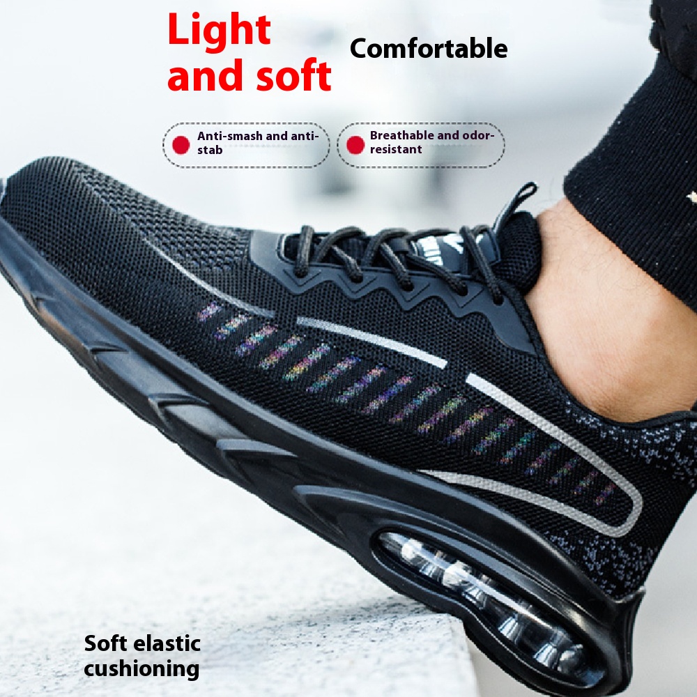 Anti Smashing And Puncture Flying Fabric Lightweight And Comfortable Air Cushion Shock Absorption Protective Work Shoes foto 4
