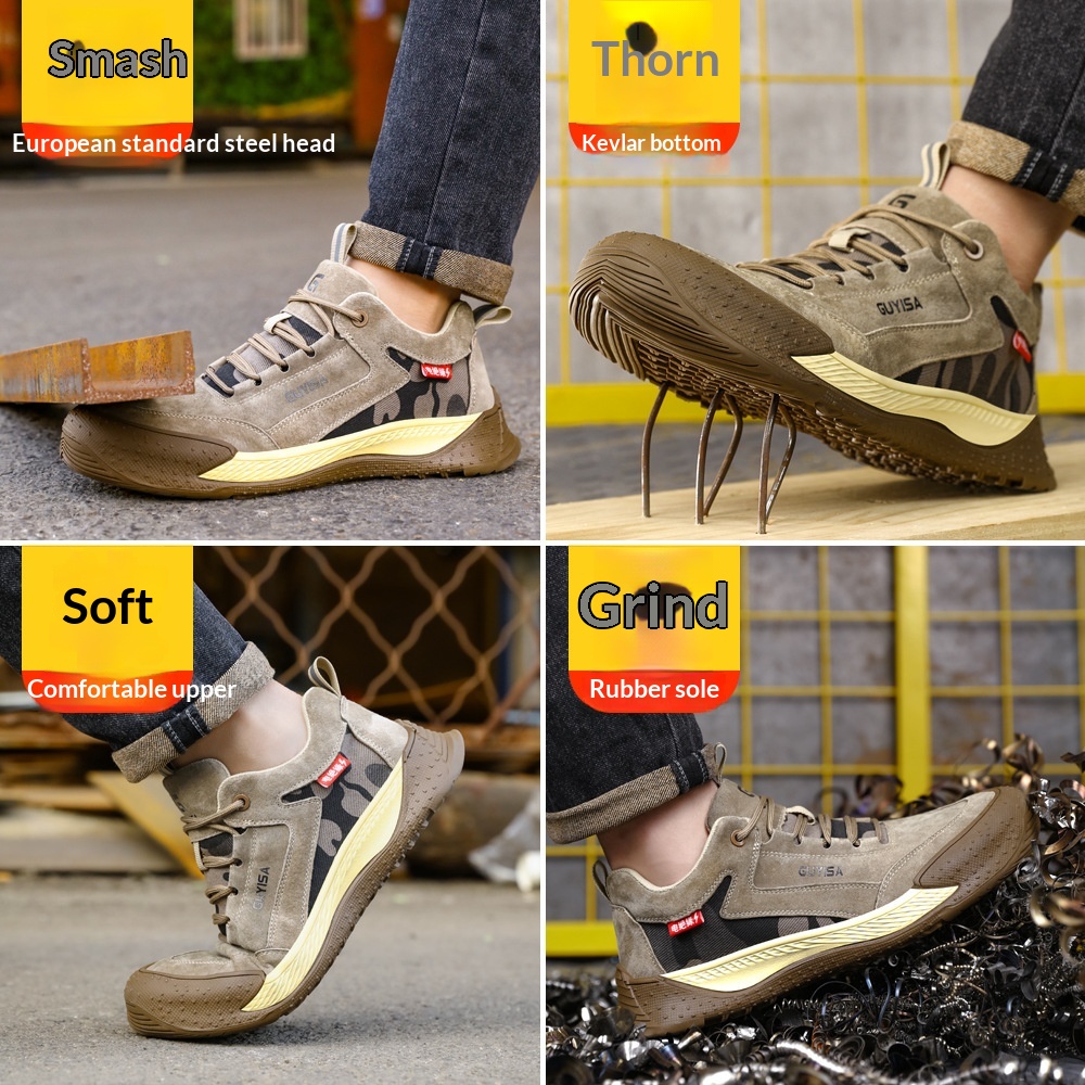 Mens Safety Shoes With Steel Toes Designed To Protect Against Crushing And Puncture Hazards