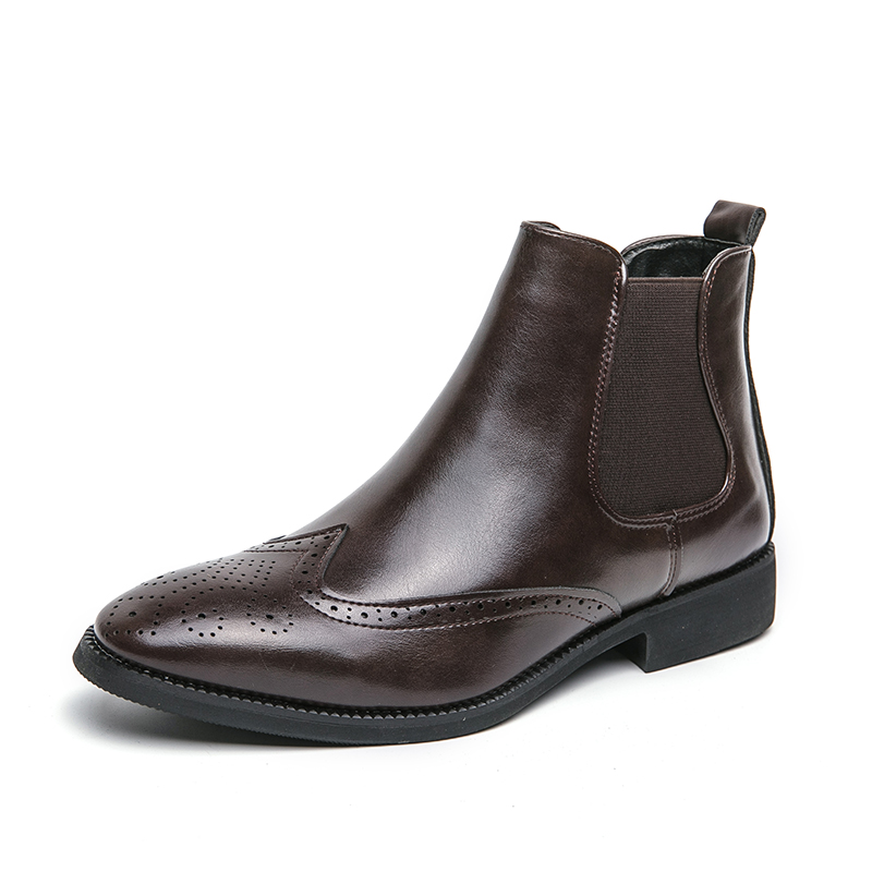 High-top Leather Shoes Men's Pointed Chelsea Booties foto 5