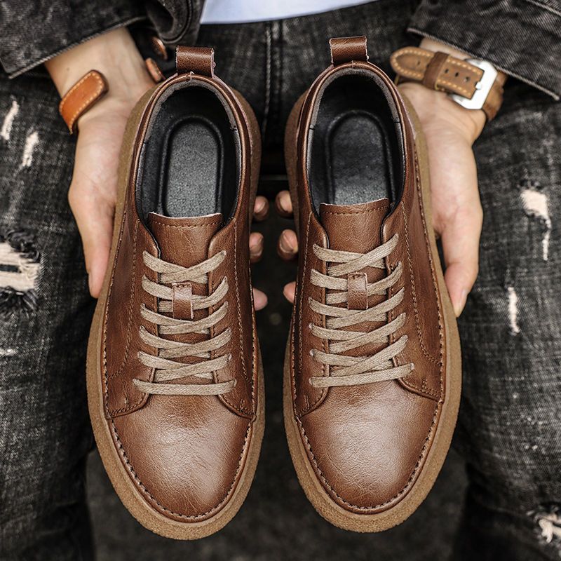 Casual Breathable Versatile And Trendy British Leather Board Shoes foto 5