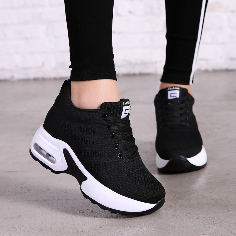 Soft Sole Mesh Breathable Height-increasing Sports Running Platform Casual Shoes foto 3